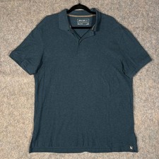 Eddie Bauer Polo Shirt Mens L Blue Pique Short Sleeve Cotton Outdoor 11602954