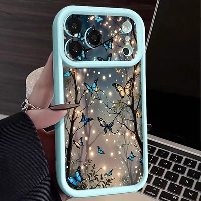 Handyhülle für iPhone 16 17 Pro Max 15 14 13 12 Butterfly Forest Silikonhülle