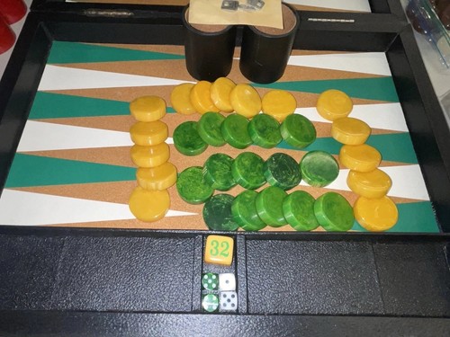 30 Pions De Backgammon Bakélite Octogonaux – 1,75 Pouces, Jaune Et Vert – Good Luck Brand