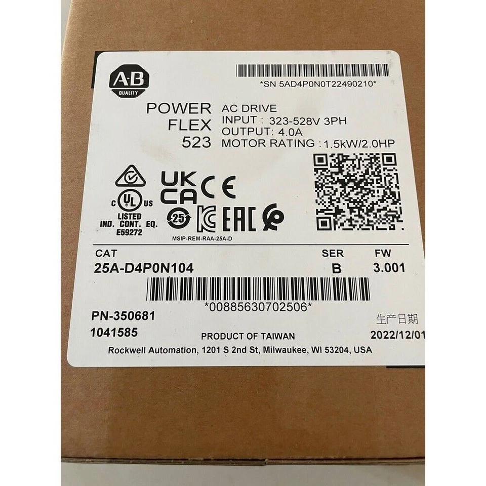 NEW ALLEN BRADLEY 25A-D4P0N104 AC DRIVE POWER FLEX 523 SERIES B 25AD4P0N104 - Image 3 of 4
