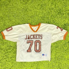 VINTAGE Russell Athletic Jersey Mens XXL White Cropped Mesh Football Nylon USA