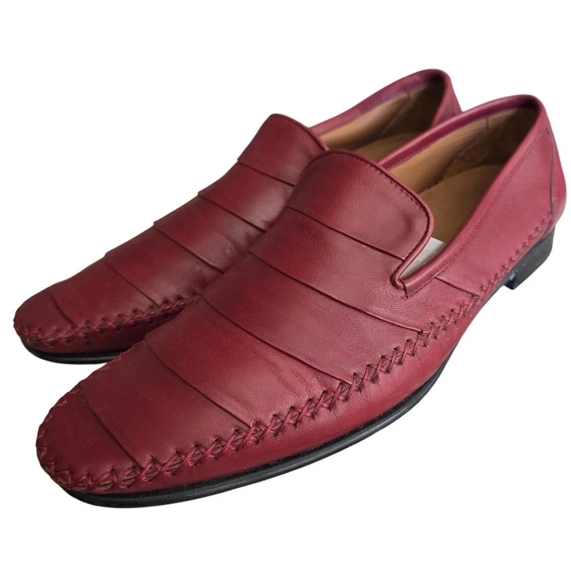 Vtg Mezlan Loafers Shoes Sz 10 B Burgundy Leather Tassel Wingtip Brogue Cap Toe Vtg Mezlan Loafers Shoes Sz 10 B Burgundy Leather Tassel  main image 2