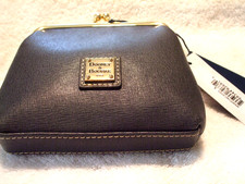 Dooney Bourke Large Kiss Lock Coin Purse, Leather, DARK GRAY, NEW WITH TAGS