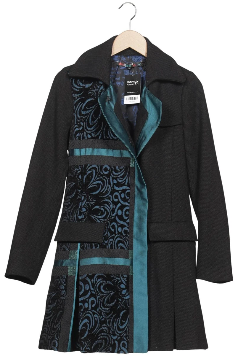Desigual Mantel Damen Jacke Parka Gr. 36 Wolle Baumwolle Schwarz #5o2hiya