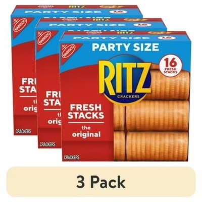 (3 pack) RITZ Fresh Stacks Original Crackers, Party Size, Travel Snacks,23.7 oz