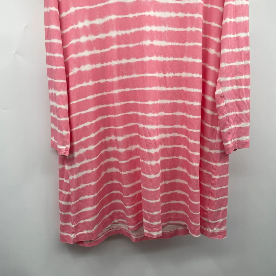 Vestido Lands' End Feminino Listrado Manga Longa Rosa/Branco Tamanho GG - Imagem 3 de 4