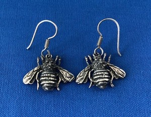 NEW Taxco Mexico 925 Sterling Silver Bumblebee Honey Bee Drop Earrings