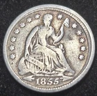 1855-P Liberty Seated Silver Half Dime, Lower Mintage..