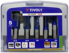 Tivoly • Coffret de 5 Fraises de défonceuse droite à rainurer Ø4 à 12mm.