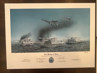 Military Art WW2 German Tigers Battle of Kursk Signed By 6 Knights Cross