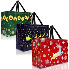 Extra Large Christmas Gift Bags – Set of 12 Festive XL Reusable Holiday Gift ...