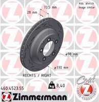 1X Bremsscheibe Black Z Zimmermann 460.4523.55 FüR Porsche Cayenne 9YB 9YA Awd