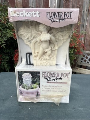 Beckett Flower Pot Fountain Kit Cherub Wall Sculpture Pump Patio Deck Garden New