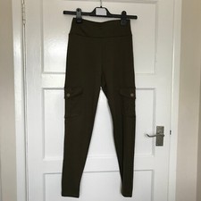 Dark Green Combat Style Trousers Size 6 L26 Elastic Waist Pockets