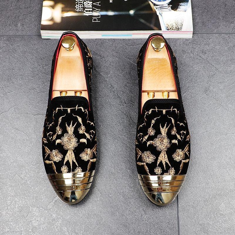 Scarpe casual da uomo uomos Loafers Moccasin-gommino Chic Flats Shoes Metal Toe 2018 Slip On Embroidery Scarpe casual da uomo uomos Loafers Moccasin-gommino Chic Flats Shoes Metal Toe 2018 Slip On Embroidery