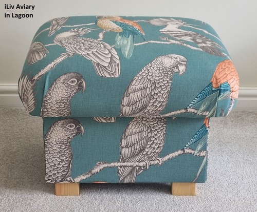 Storage Footstools iLiv Fabric Aviary Teal Birds Patchwork Sheep Red Blue Green - Picture 34 of 54