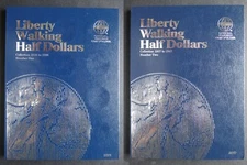 Set of 2 - Whitman Liberty Walking Half Dollars Coin Folders #1-2 1916-1947 Book