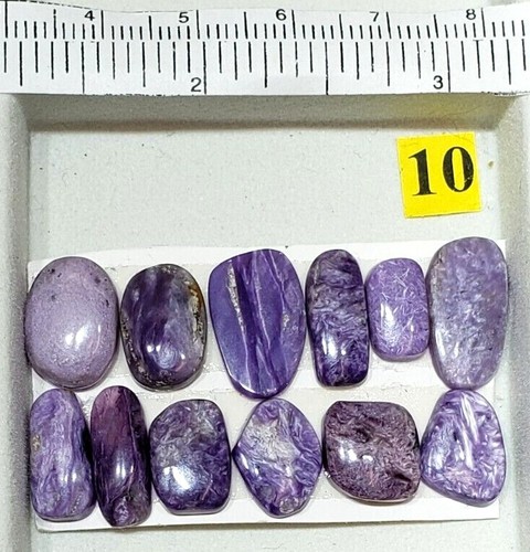 Designer! Metaphysical Charoite freeform cabochons lot 12 pc 35-39 cts lot8-10 - Picture 3 of 3
