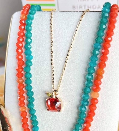 Park Lane JUICY Apple CZ Gold Pendant Necklace, Retail Value $68 - Picture 2 of 3