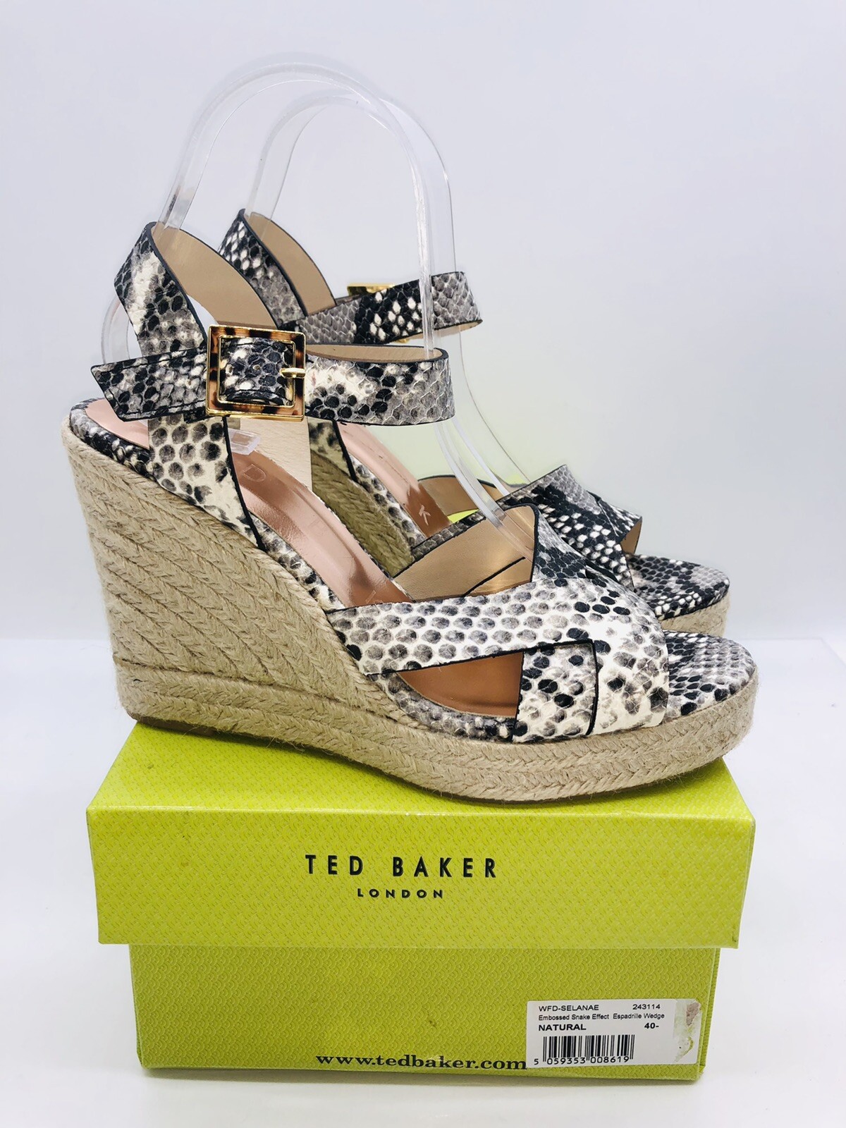 Wedge Sandal Natural Snake Embossed EUR 