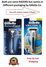 2 Gillette Vector 3 Razor Handle Fits Sensor Excel Men Women Blades Cartridges