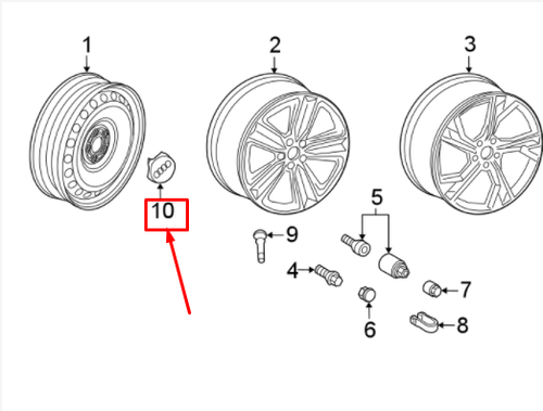 Tapacubos de rueda para Audi Q7 4M, 1 unidad, 8W0601170A, NUEVO, ORIGINAL - Imagen 7 de 7