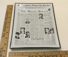 VINTAGE 1971 GLASS ASHTRAY TRINKET DISH MACON GA HERALD NEWSPAPER FRONT PAGE
