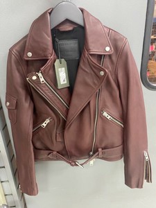all saints red leather jacket
