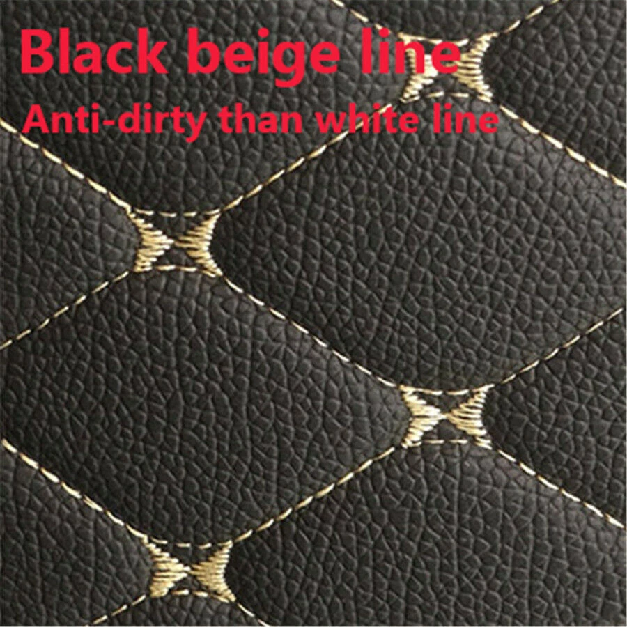 4x Black PU Leather Universal Car Floor Mats Carpet Front Rear Liner Weather Set - Изображение 4 из 4