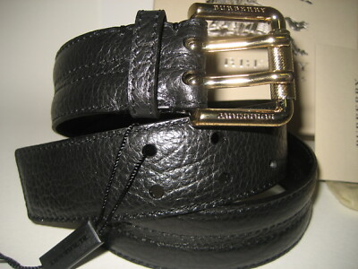$295 NEW BURBERRY Men Unisex Belt 30 IN 75 CM Goldtone Logo  display picture 3
