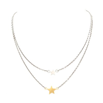 Collier- / Halskette 2-Reihig aus Titan von CEM, 42 cm + 3 cm, IPG, CT7-023