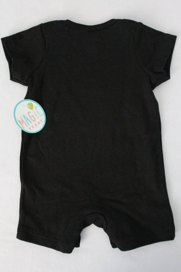 NEW Baby Boys Romper Size 9 Months Outfit Black Not Crying Ordering Dinner image 2