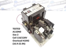 CUTLER-HAMMER - A11DN0 - SZ2 3PH MOTOR STARTER 10-25HP Coil 120V 45A 600V TESTED