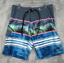 Maui Sons Board Shorts Mens size 36 Swimwear Trunks Hawaiian Print Away Stretch