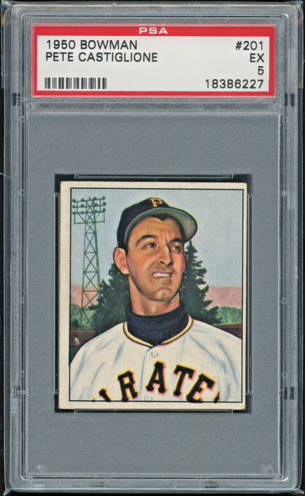 1950 Bowman #201 Pete Castiglione Pittsburgh Pirates PSA 5 Vintage Baseball Card