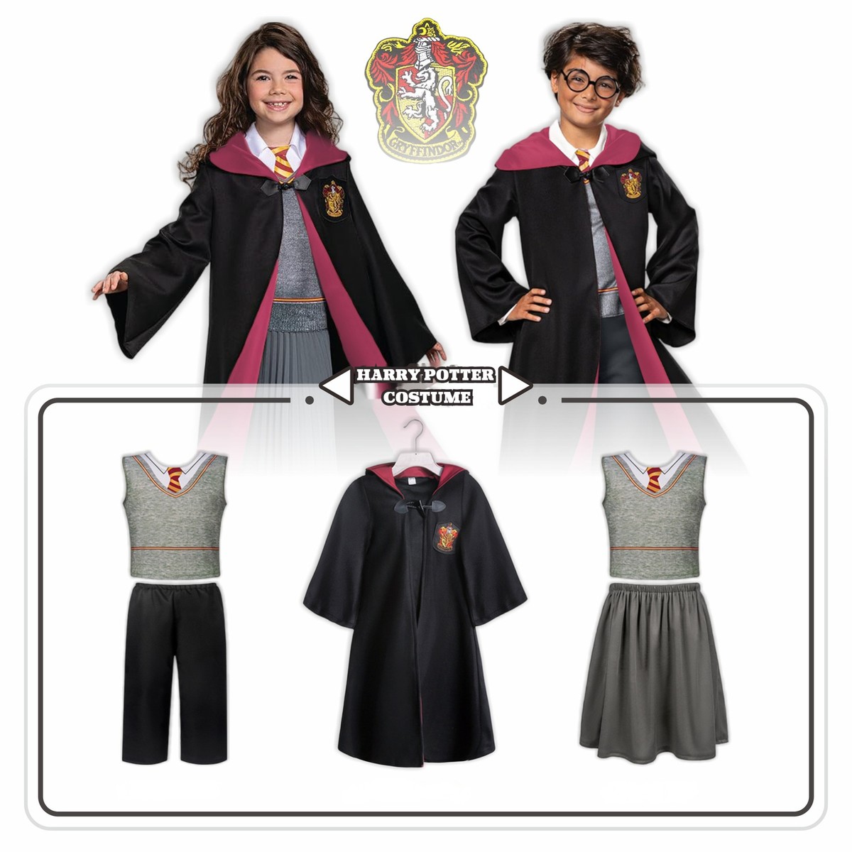 Harry Potter Disfraz Cosplay Hermione Granger Gryffindor Niños Uniforme Conjunto Regalos