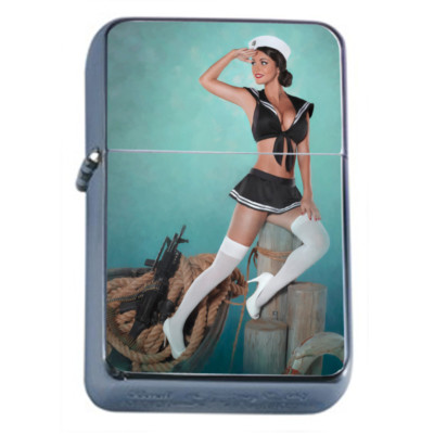 Oklahoma Pin Up Girls D14 Flip Top Oil Lighter Wind Resistant 