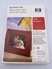 hp PREMIUM PLUS GLOSSY PHOTO PAPER 45 4x6 Pictures Thick Paper Unopened NIB
