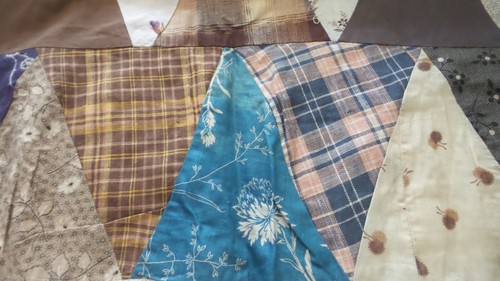 Antikes QUILT-TOP Zick-Zack-Muster, mehrfarbig, Anfang 1900, 66"x88" - Bild 6 von 11