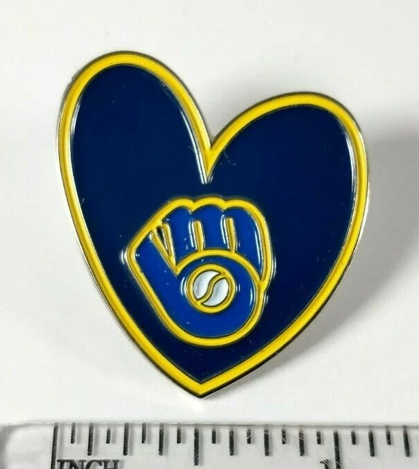 Milwaukee Brewers Hat Lapel Pin MLB Heart Glove Logo 2013 - Image 3 of 3