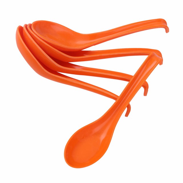 10 Plastic Soup Ramen Spoons Asian Chinese Japanese Utensils Long