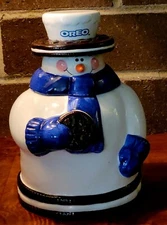 Nabisco Ceramic OREO Snowman Cookie Jar By Houston Harvest Gifts 10" x 7"