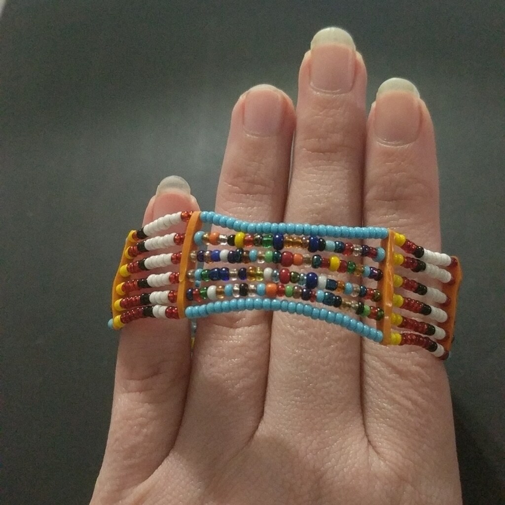 Multi Color Beaded Cuff Statement Bracelet - image 4