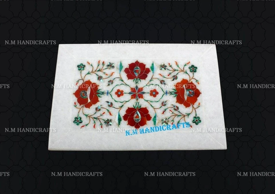 Marble Serving Tray Carnelian Stone Inlaid Kitchen serving tray kitchen décor - Image 2 of 4