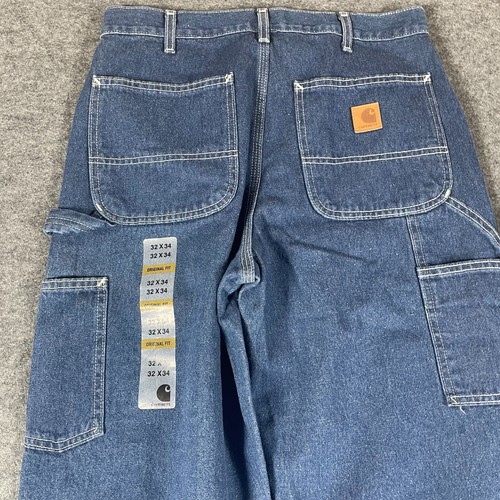 Carhartt Jeans Mens 32x34 Carpenter Pants Blue Denim B13 DST Cotton Mens NWT - Picture 13 of 13