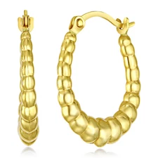 Wellingsale 14k Yellow Gold Oval Hoop Earrings (18 x 15mm)