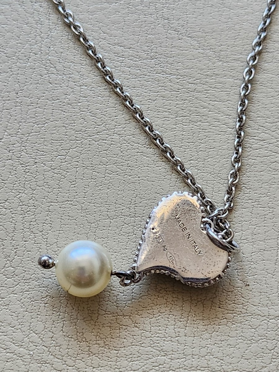 アクセサリー MIU MIU Heart Necklace Silver Pre owned Miu Miu heart swing pearl necklace silver 925