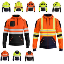 Hi Viz Vis High Visibility Safety Work Security Pocket Pullover Hoody Sweatshirt