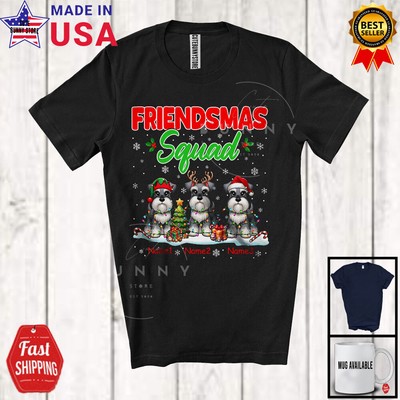 Friendsmas Squad; Awesome Christmas Lights Custom Name Three Schnauzer T-Shirt