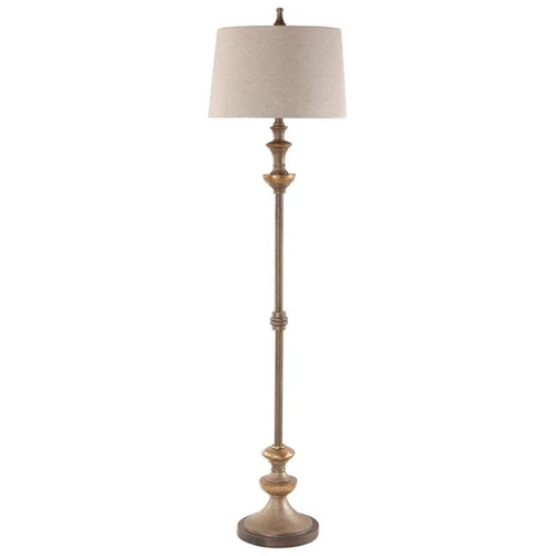 Uttermost Vetralla Steel Resin and Fabric Floor Lamp in Silver and Bronze - Picture 1 of 5